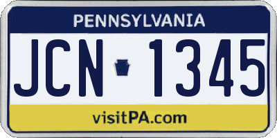 PA license plate JCN1345