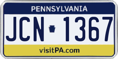 PA license plate JCN1367