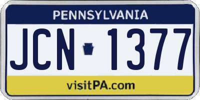 PA license plate JCN1377