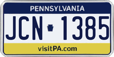 PA license plate JCN1385
