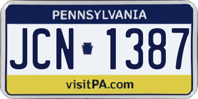 PA license plate JCN1387