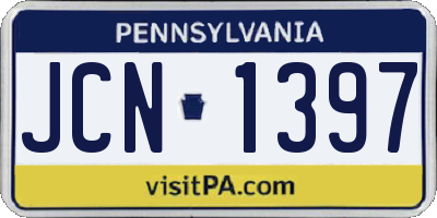 PA license plate JCN1397