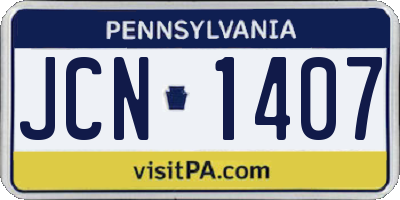 PA license plate JCN1407