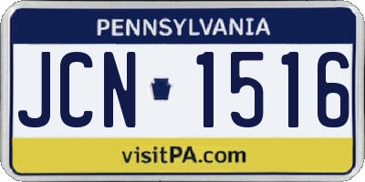 PA license plate JCN1516