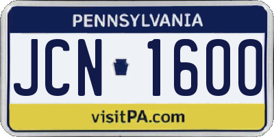 PA license plate JCN1600