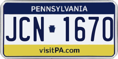 PA license plate JCN1670