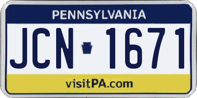 PA license plate JCN1671