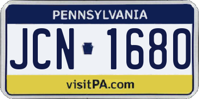 PA license plate JCN1680