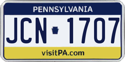 PA license plate JCN1707