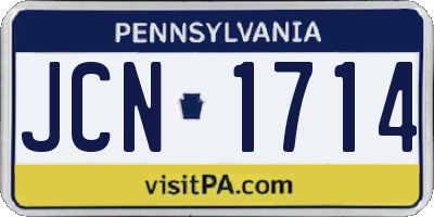 PA license plate JCN1714