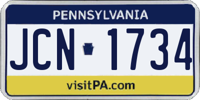 PA license plate JCN1734