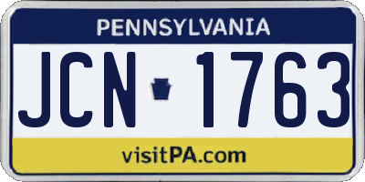 PA license plate JCN1763