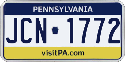 PA license plate JCN1772