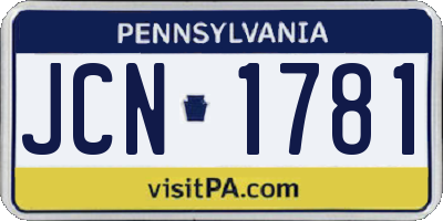 PA license plate JCN1781