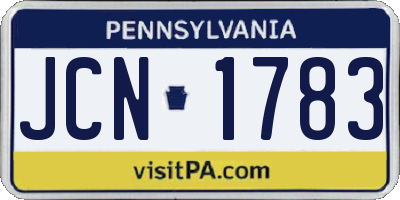 PA license plate JCN1783