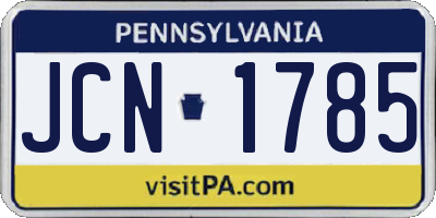 PA license plate JCN1785
