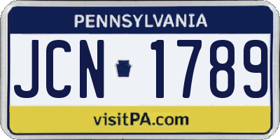 PA license plate JCN1789