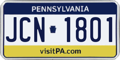 PA license plate JCN1801