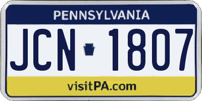 PA license plate JCN1807