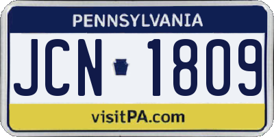 PA license plate JCN1809