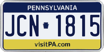 PA license plate JCN1815