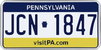 PA license plate JCN1847