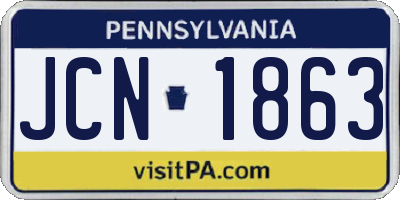 PA license plate JCN1863