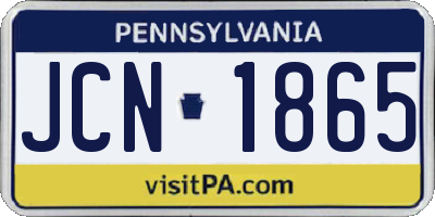 PA license plate JCN1865
