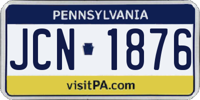 PA license plate JCN1876