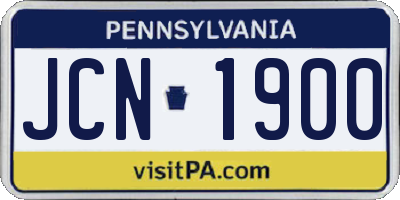 PA license plate JCN1900