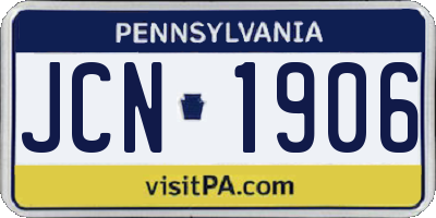 PA license plate JCN1906