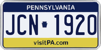 PA license plate JCN1920