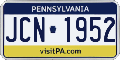 PA license plate JCN1952