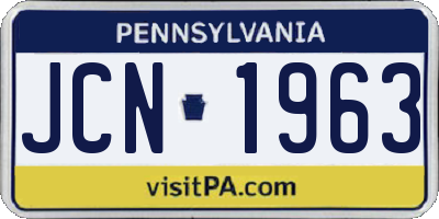 PA license plate JCN1963