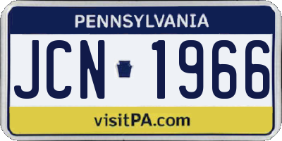 PA license plate JCN1966