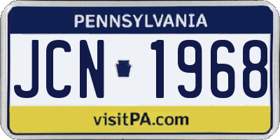 PA license plate JCN1968