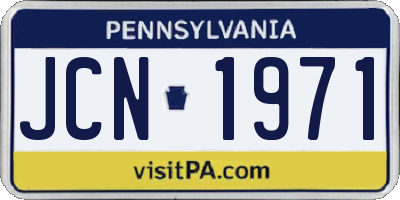 PA license plate JCN1971