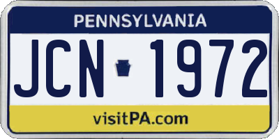 PA license plate JCN1972