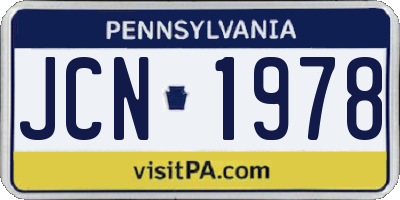 PA license plate JCN1978