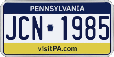 PA license plate JCN1985