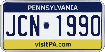 PA license plate JCN1990