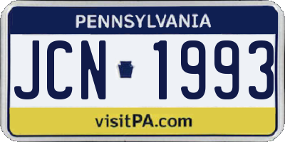 PA license plate JCN1993