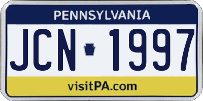 PA license plate JCN1997