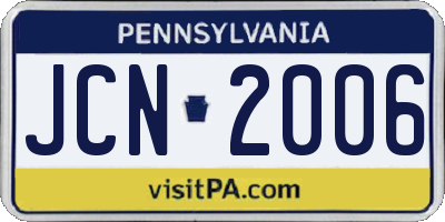 PA license plate JCN2006