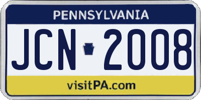 PA license plate JCN2008
