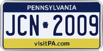 PA license plate JCN2009