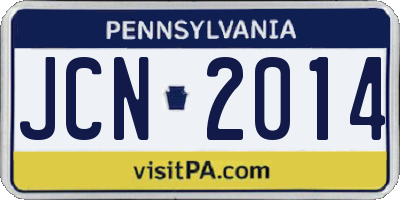PA license plate JCN2014