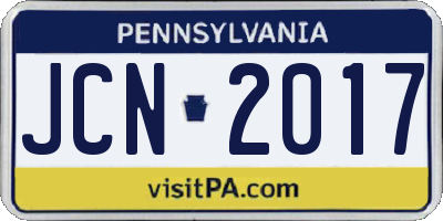 PA license plate JCN2017