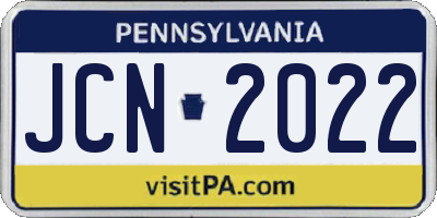 PA license plate JCN2022