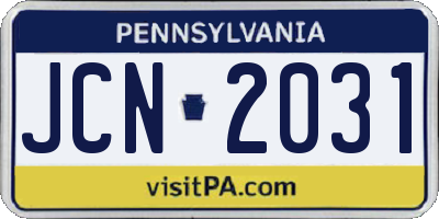 PA license plate JCN2031